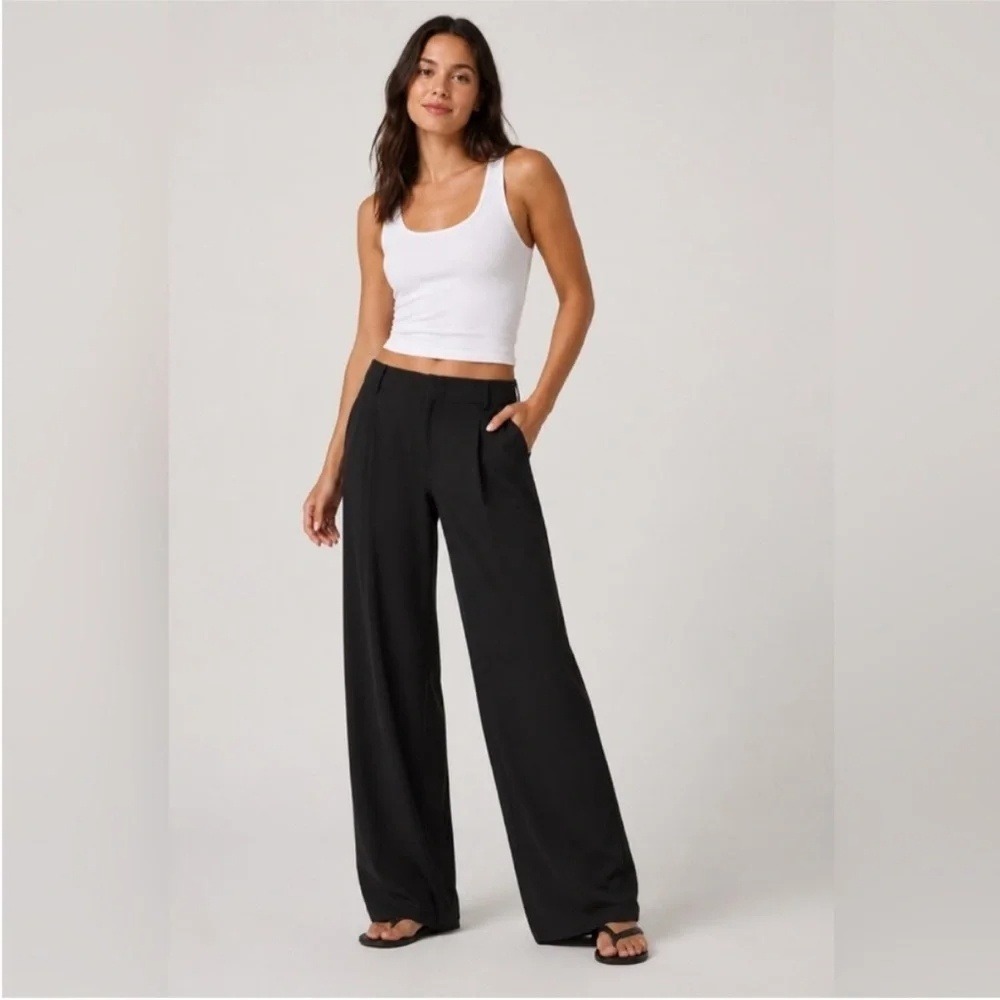 Vuori Elevation Wide Leg Trousers Charcoal Gray Pleat High Rise Pants XS VW4089